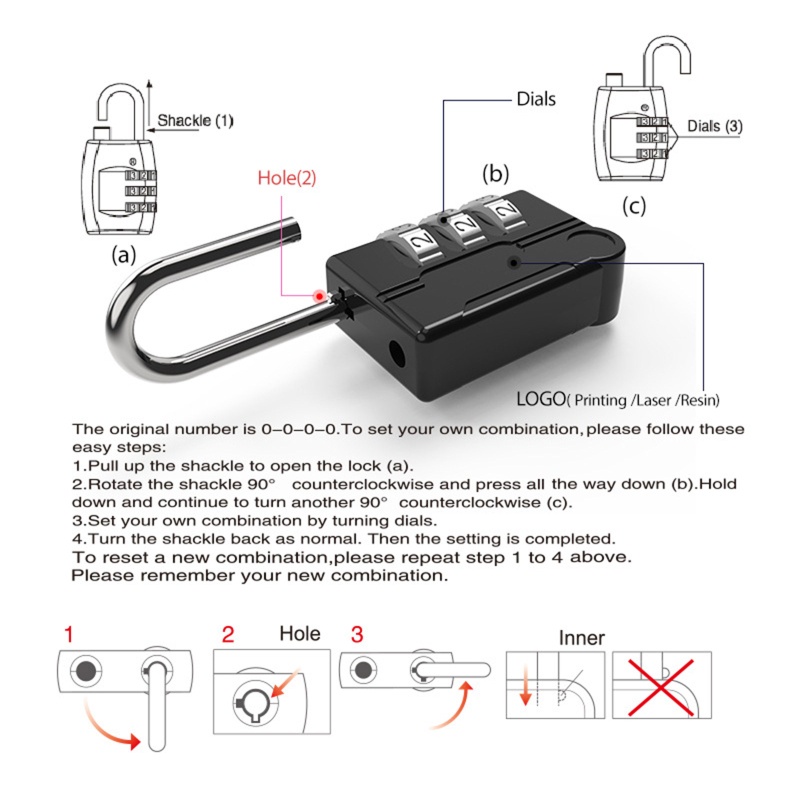 Ổ Khóa Hành Lý Mật Mã 4 Chữ Số