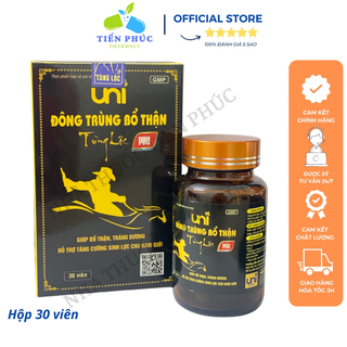 Đông Trùng Bổ Thận Tùng Lộc PRO uni giúp bổ thận, tráng dương, hỗ trợ tăng cường sinh lý cho nam giới Hôp 30viên