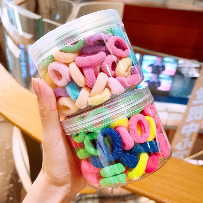 Set 100 Dây Buộc Tóc Co Giãn Cao Nhiều Màu Sắc Phong Cách Hàn Quốc Cho Nữ