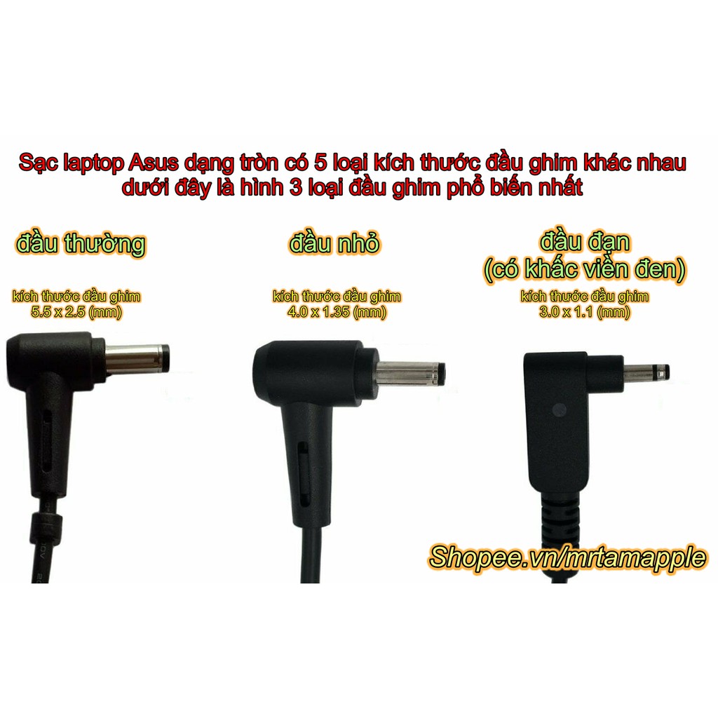 (ADAPTER) SẠC LAPTOP ASUS 19V-4.74A (90W) (Đầu thường) kích thước đầu ghim (5.5 x 2.5 mm)