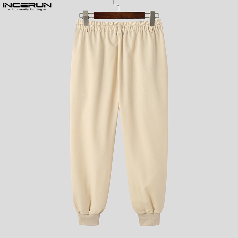 Quần baggy INCERUN dài ống rộng màu trơn phong cách công sở thời trang cho nam