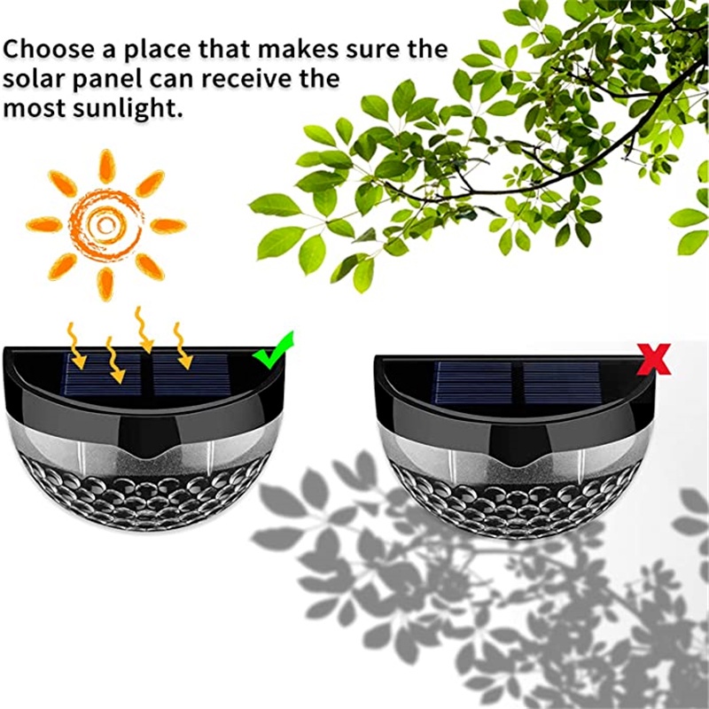 6 Đèn Led Treo Tường Chống Nước Hình Bán Nguyệt Chạy Năng Lượng Mặt Trời Trang Trí Sân Vườn