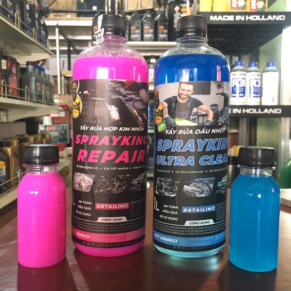 100ml Dung dịch tẩy rửa lốc máy, hợp kim nhôm, 100ml dung dịch tẩy rửa dầu nhớt SPRAYKING