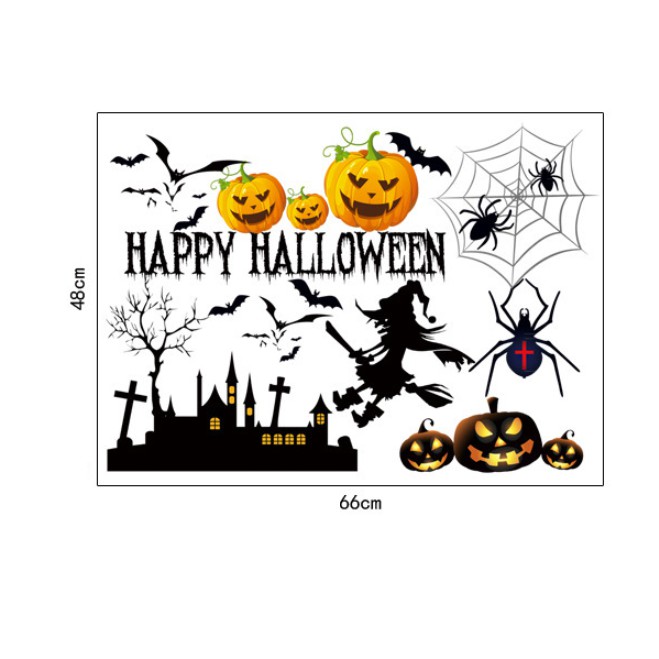 Decal trang trí tường Halloween - Thành Phố Nhí Bí Đỏ