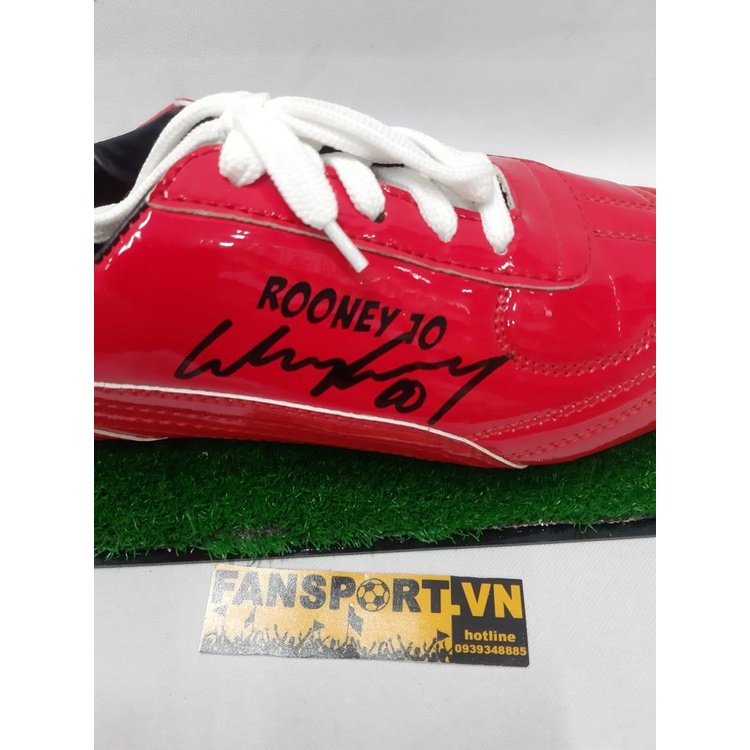 Giày chữ ký Wayne Rooney Manchester United red shoes COA display box