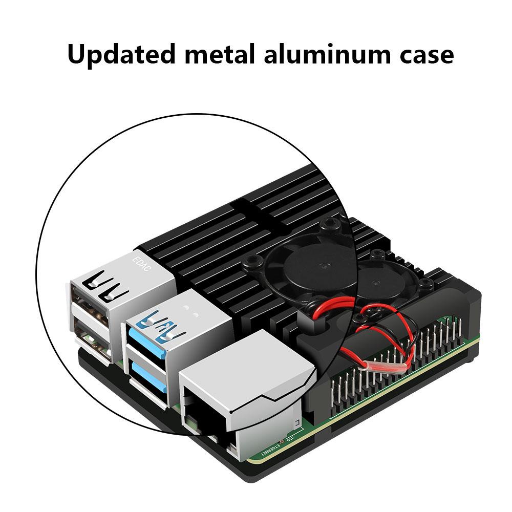Vỏ Bọc Bảo Vệ Quạt Tản Nhiệt Kép Bằng Hợp Kim Nhôm Cho Raspberry Pi 4