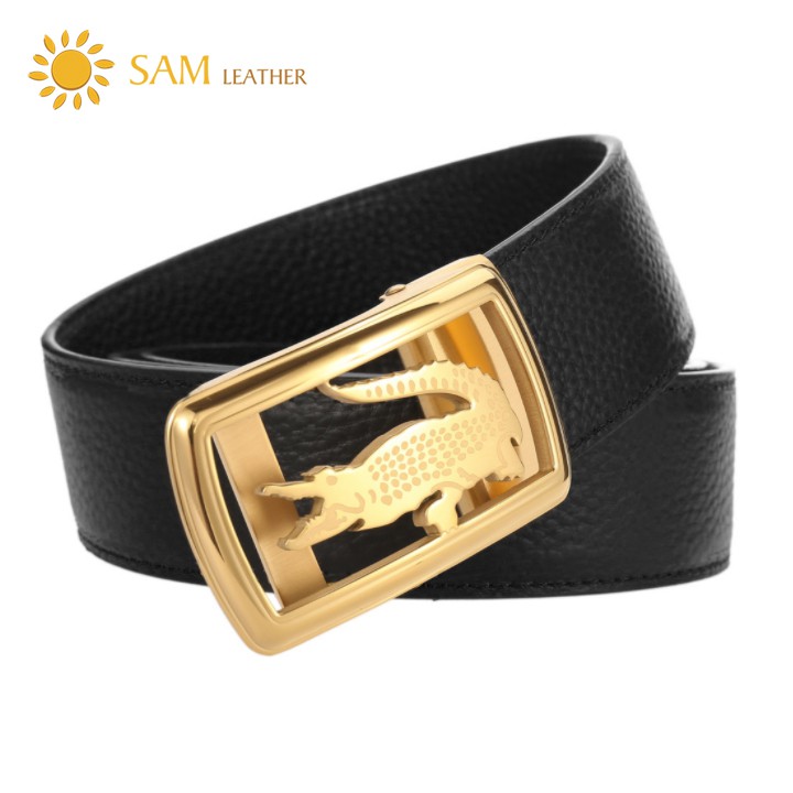 [SAM Leather] Dây Thắt Lưng Nam Da Bò Cao Cấp -Dây Nịt Nam SFDN014CSV -Mặt Khóa Inox 316 Nguyên Khối & Da Bò,BH 12 Tháng