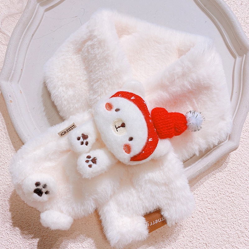 Khăn Choàng Cổ Bằng Vải Bông Dày Dặn Giữ Ấm Mùa Đông Hình Gấu Hoạt Hình