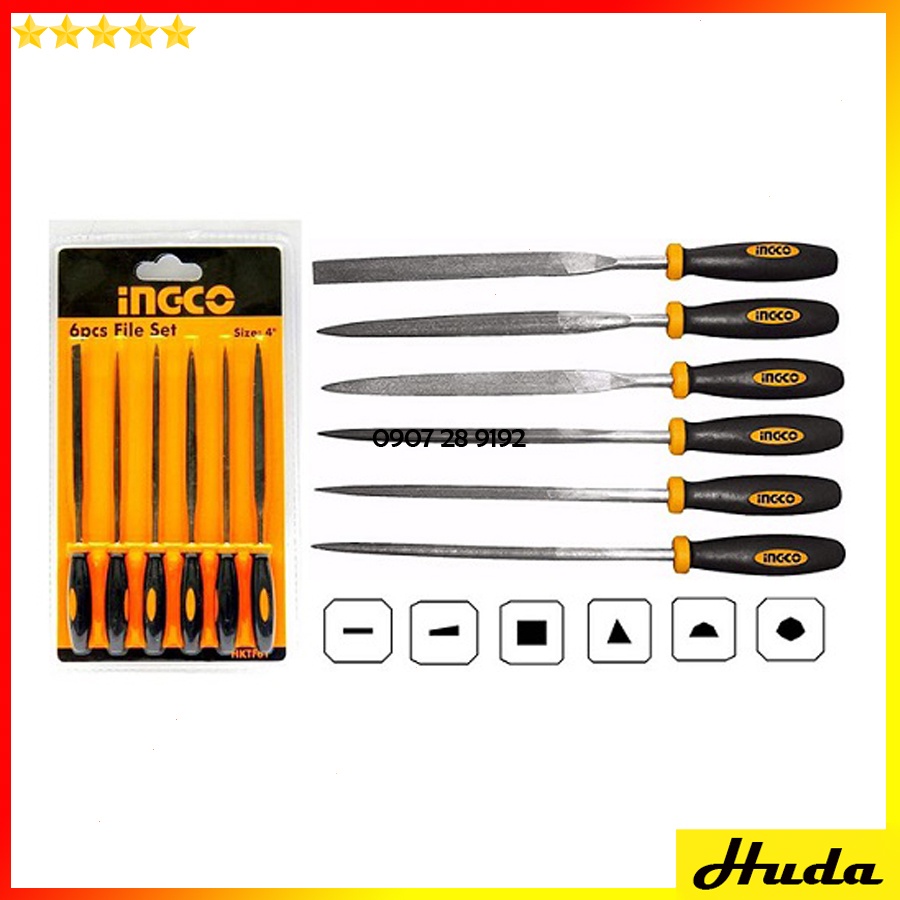Bộ giũa sắt dẹp tròn bán nguyệt vuông tam giác dài 140mm 200mm Total Ingco chất liệu thép cao cấp