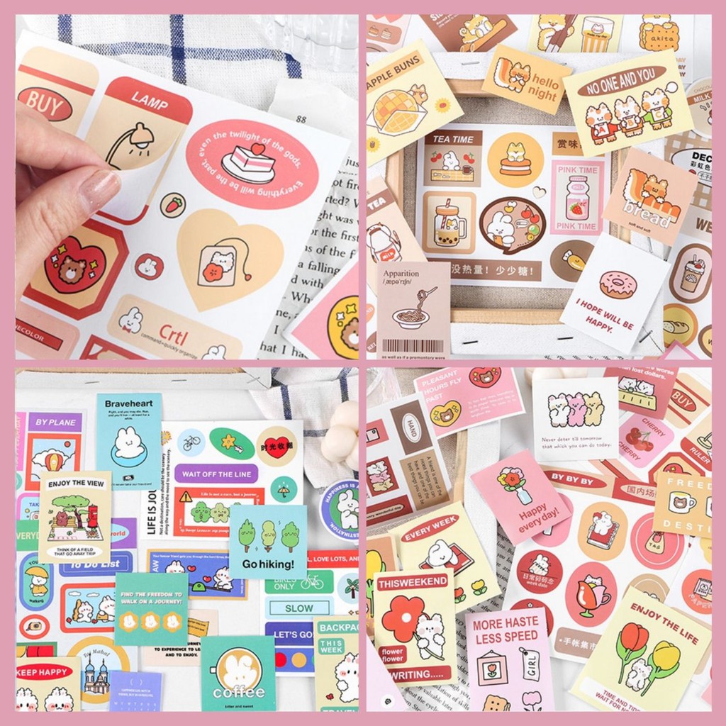 SET STICKER TRANG TRÍ 6 TONE MÀU SIÊU CUTIE