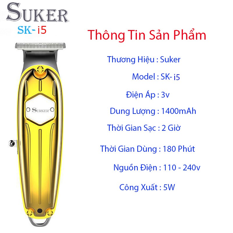 Tông đơ bấm viền vẽ tato surker I5 màu vàng công suất 5w