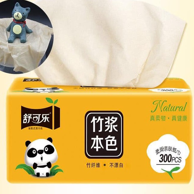 GIẤY GẤU TRÚC NATURAL BỘT TRÚC 100% MÀU SẮC NGUYÊN BẢN [HỘP VUÔNG 30 GÓI] 💖 GIÁ SỈ 2021.