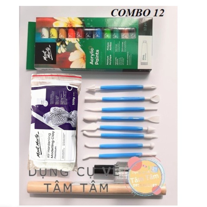 [ TÂM TÂM ]-Combo Đất Sét Tự Khô Mont Marte 500gam và dụng cụ- (Mua kèm sản phẩm deal giảm giá)