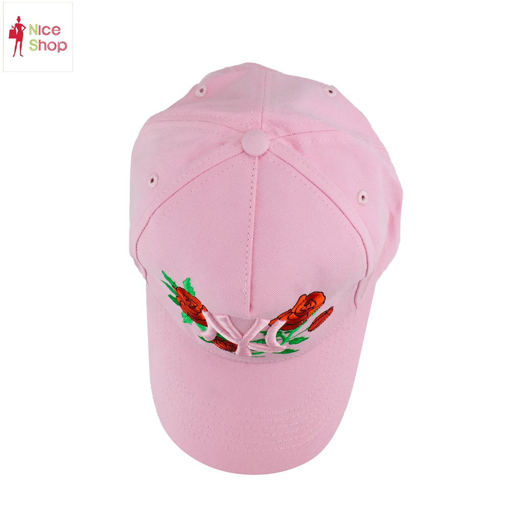 Nón kết nam nữ phối thêu bông hồng NY kết hợp hoa hồng - TT0325