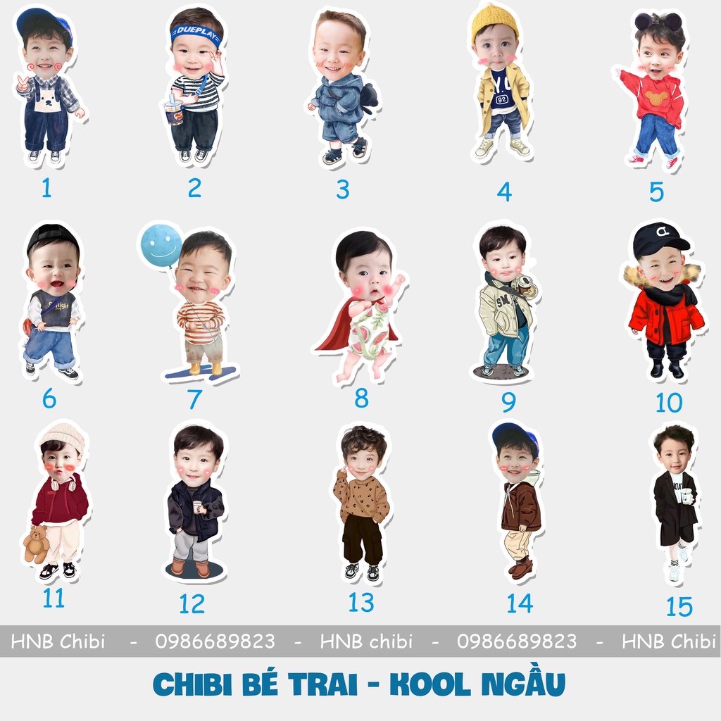Hình chibi bé trai, chibi sinh nhật đáng yêu, ngộ nghĩnh, có nhiều mẫu mã
