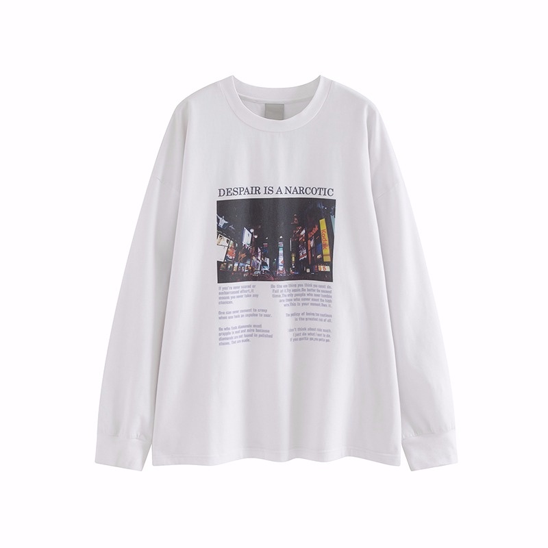 Áo Thun Tay Dài Dáng Rộng In Họa Tiết Thời Trang Mùa Thu Mới Cho Nữ