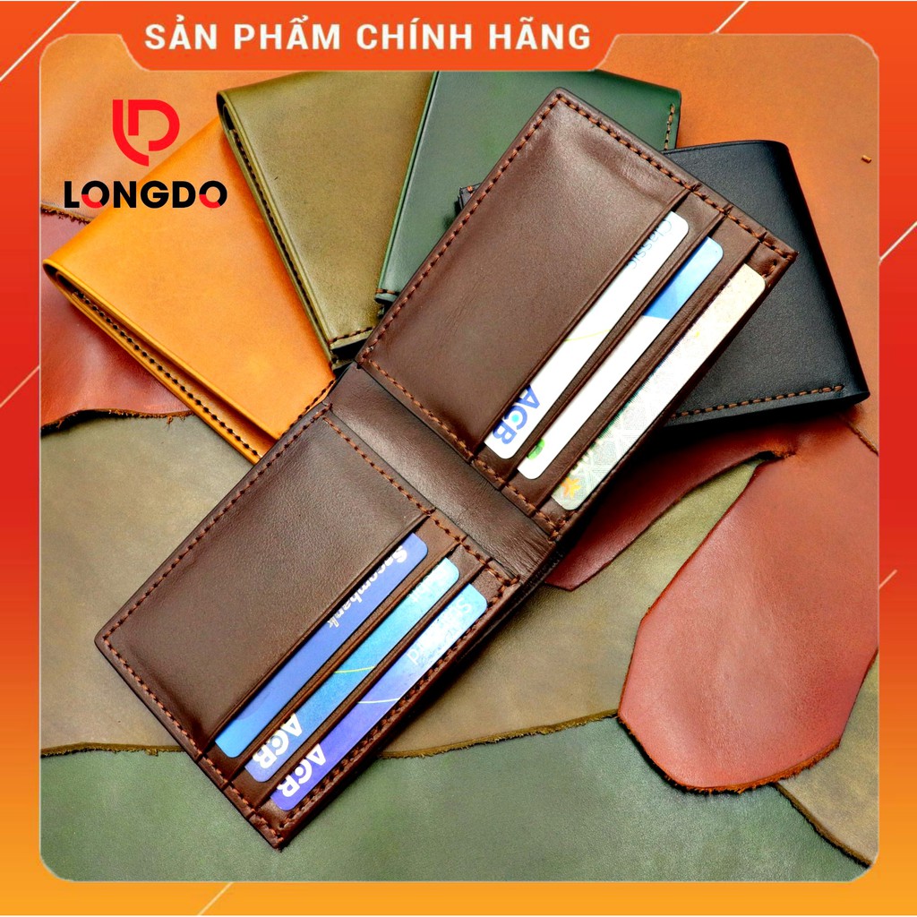 Ví Da Bò Handmade Cao Cấp - Cam Kết 100% Da Bò Thật - Ví ngang - Hàng Chính Hãng Thương Hiệu Longdo Leather - B01