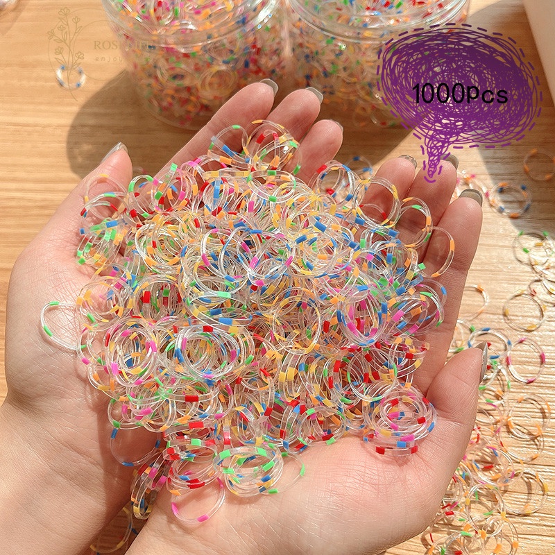 Set 1000 Dây Thun Cột Tóc Chấm Bi Nhiều Màu Dùng Một Lần Cho Bé Gái