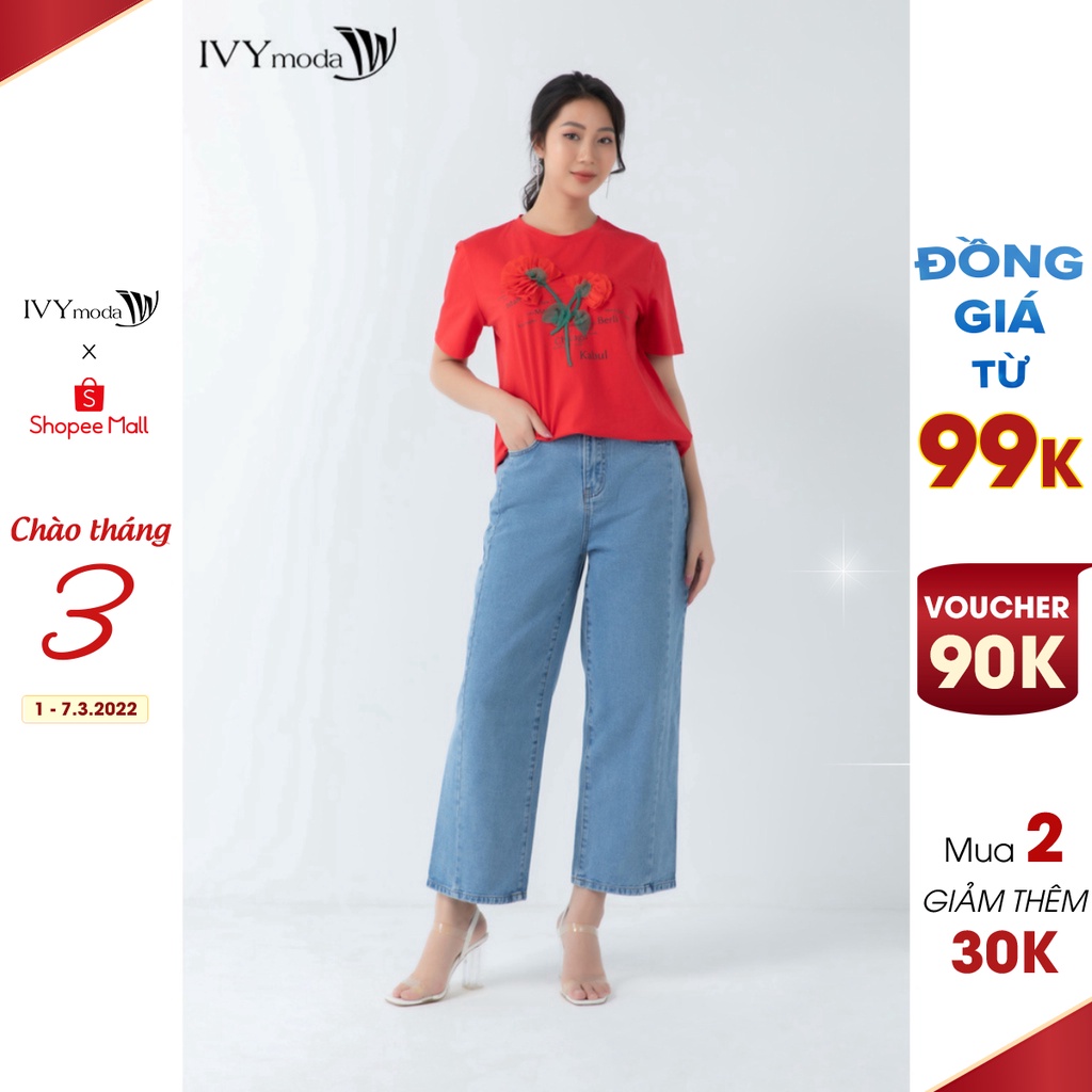 Quần jeans nữ ống suông IVY moda MS 25B8845
