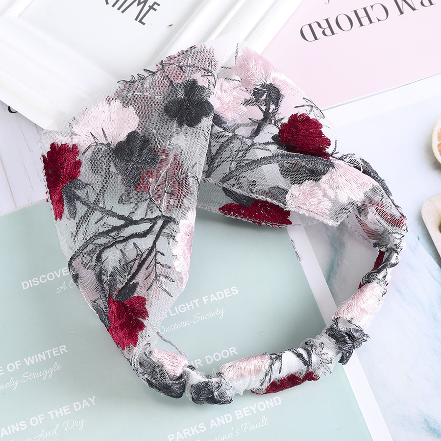 Băng Đô Ren Thêu Hình Hoa Văn Phong Cách Hàn Quốc 8 Màu Bắt Mắt Dành Cho Nữ