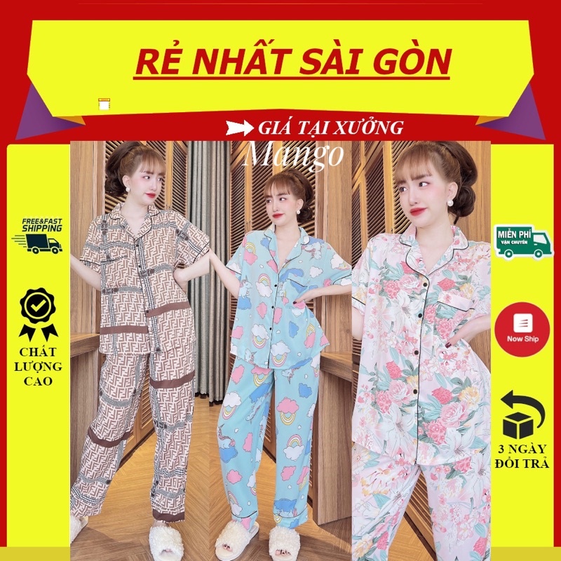 dài viền chữ Đồ Ngủ Cao Cấp Bigsize Kiểu Dáng Đẹp Vải Lạnh Mặc Cực Thích