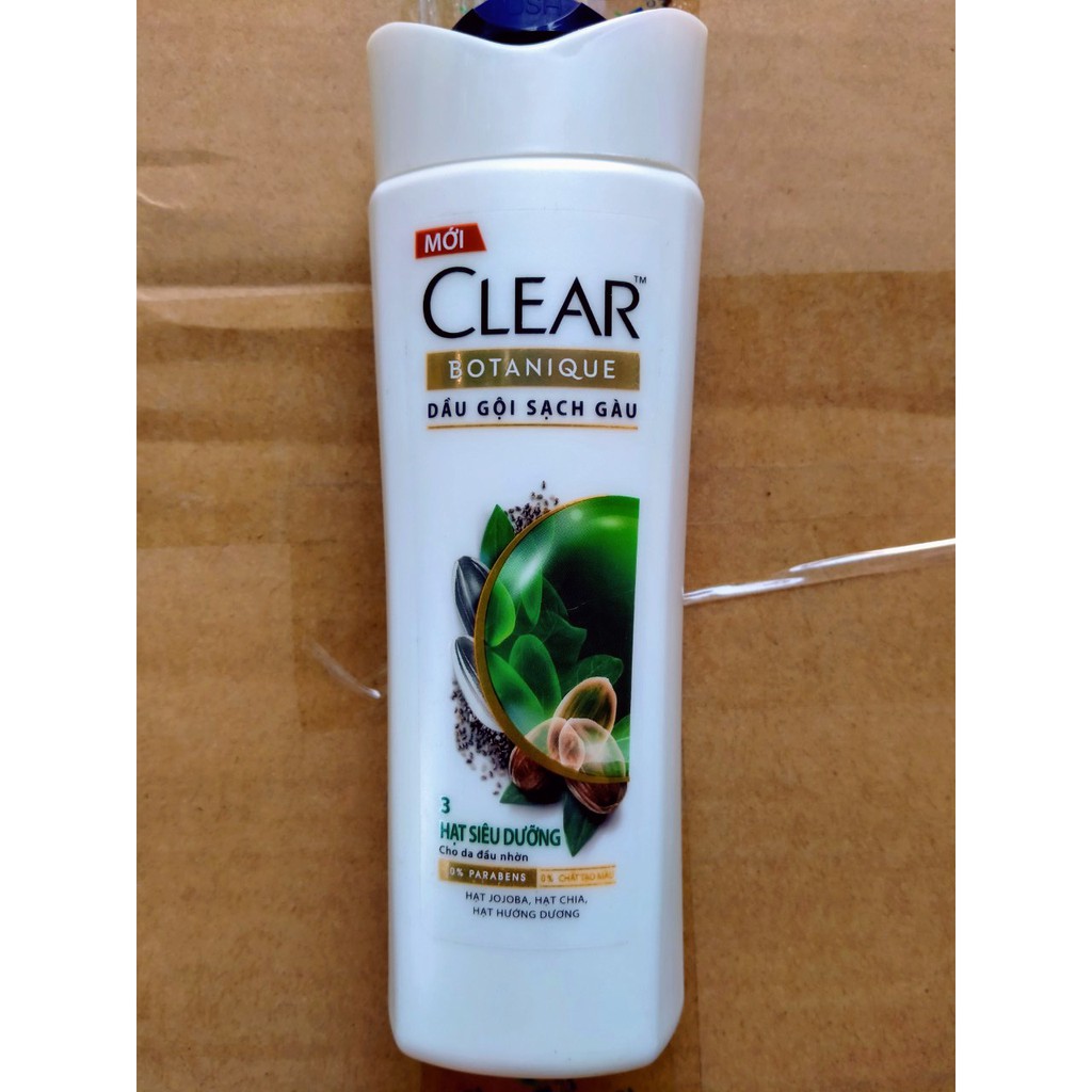 Dầu Gội Clear Botanique 3 Hạt Siêu Dưỡng 180g dành cho da dầu nhờn