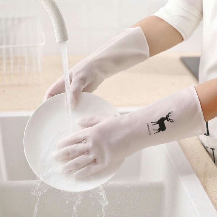 Găng tay cao su rửa chén, bao tay rửa chén con hươu siêu dai siêu bền