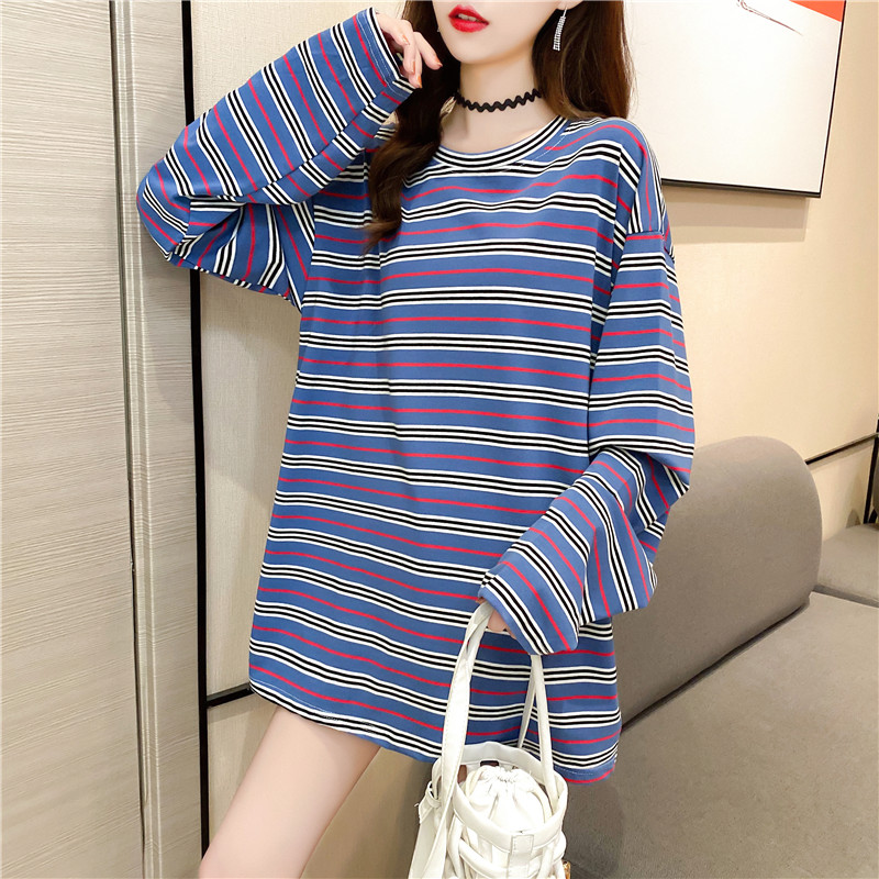 Áo kiểu tay dài dáng rộng phong cách mùa xuân thu 2020 họa tiết kẻ sọc dành cho nữ | BigBuy360 - bigbuy360.vn