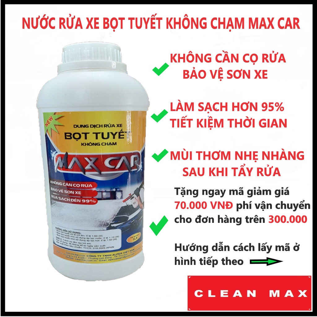 Nước rửa xe bọt tuyết không chạm MAX CAR 1 Lít