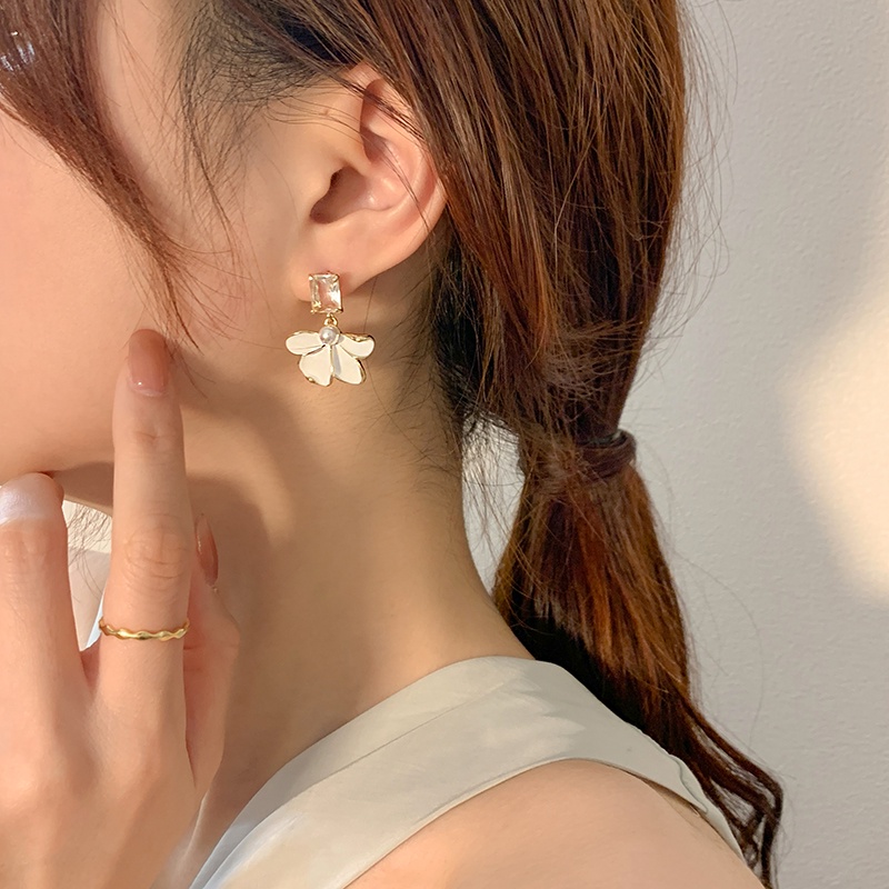 Bông Tai Hình Vuông Đính Ngọc Trai Giả Phong Cách Hàn Quốc Thời Trang Cho Nữ