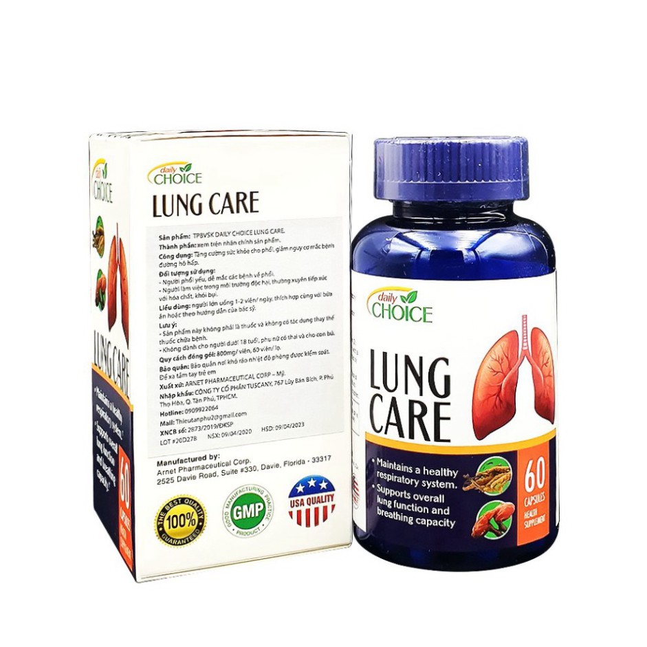 LỖ QUÁ CÁC BÁC  Thuốc bổ phổi hỗ trợ tăng cường sức khỏe và bảo vệ phổi Daily Choice Lung Care. Hộp 60 viên LỖ QUÁ CÁC B