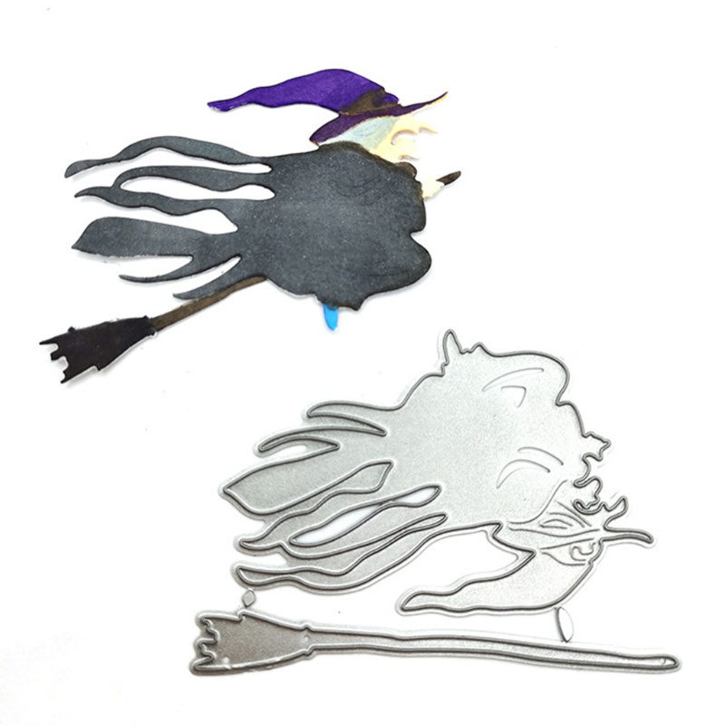 Khuôn Cắt Hình Kim Loại Hình Chổi Phù Thủy Halloween Dùng Trang Trí Thẻ Sổ Tay DIY