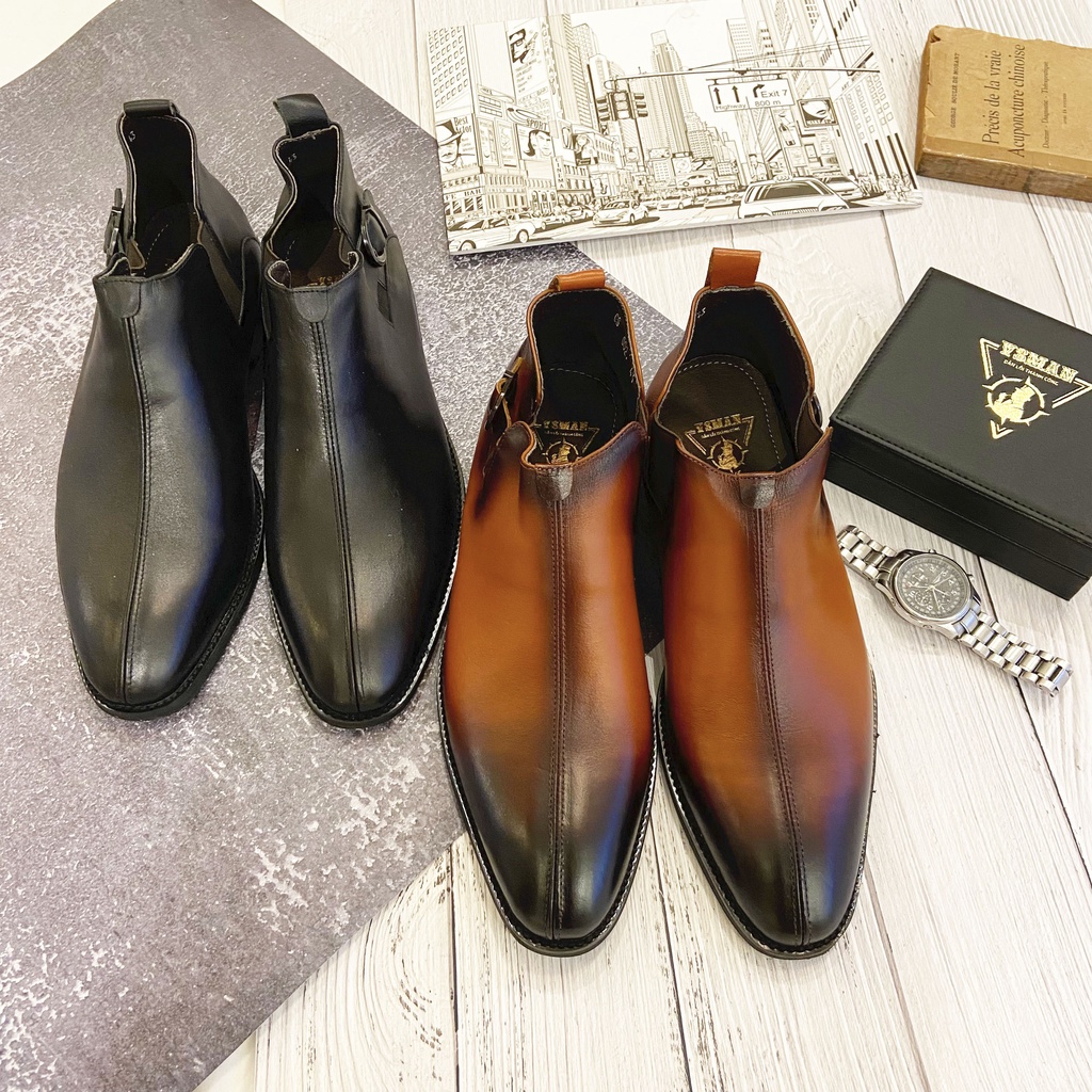 Giày Chelsea Boots VSMAN chất liệu da bò thật cao cấp Giày bốt nam cổ cao trẻ trung sang trọng hiện đại - HHG011 | BigBuy360 - bigbuy360.vn