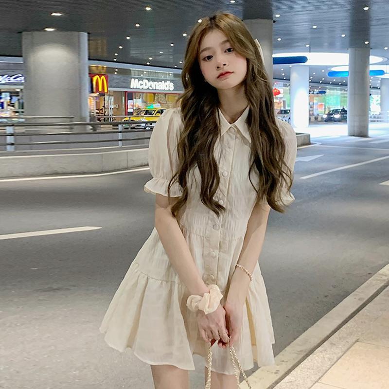 Đầm COZOKC tay phồng dáng ôm thời trang xinh xắn dễ phối đồ