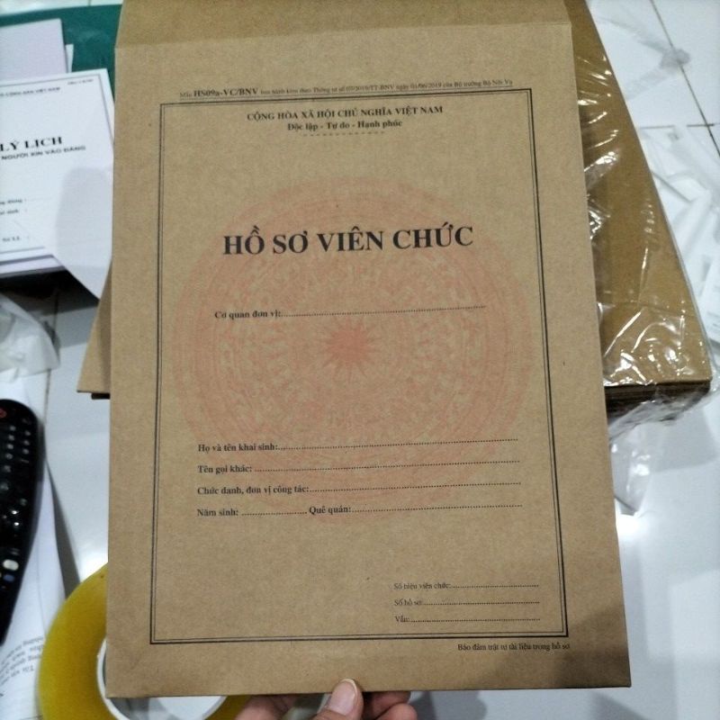 Túi hồ sơ viên chức mẫu HS09a giấy dày dai đáy 5cm (5 cái)