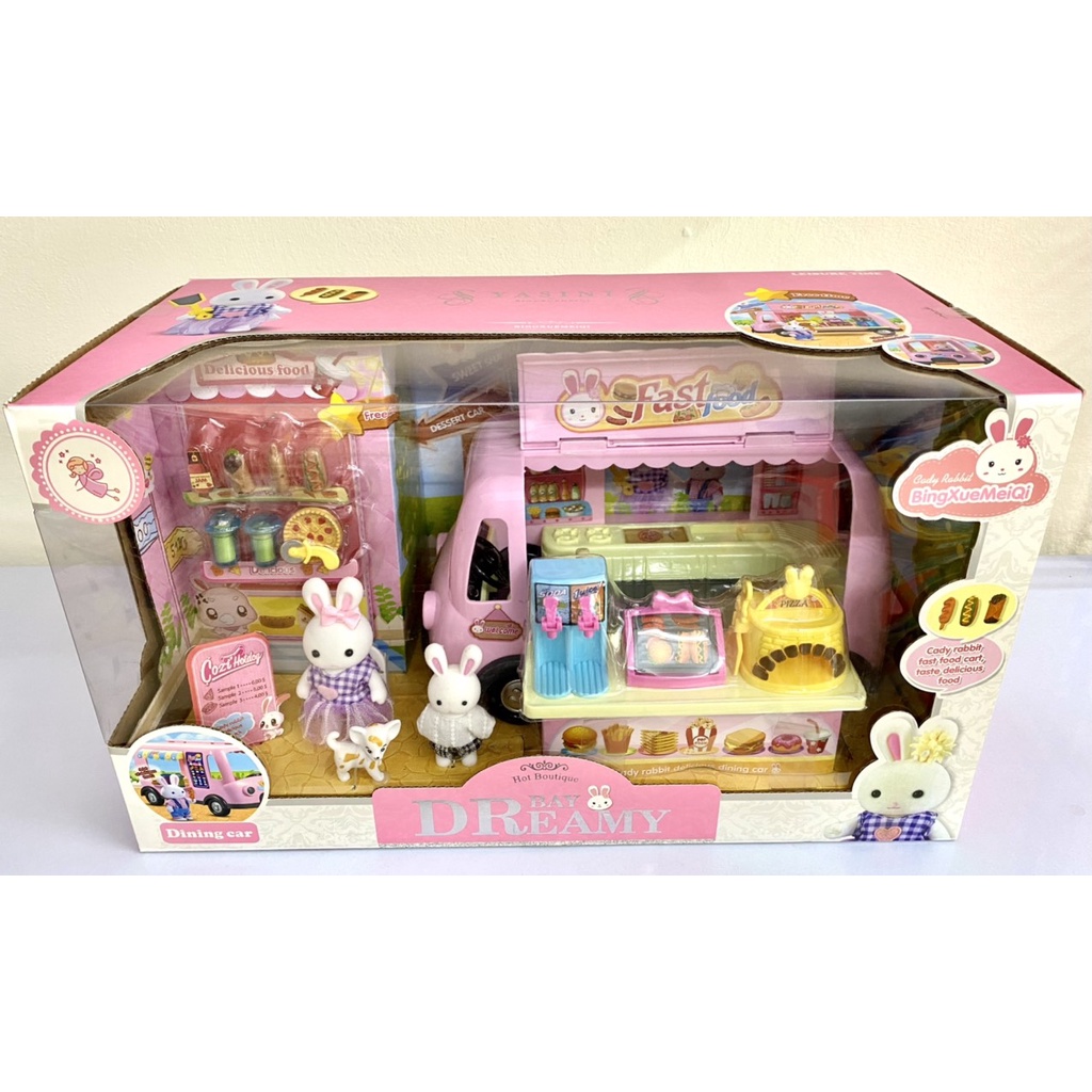 ĐỒ CHƠI BÚP BÊ THỎ BÔNG YASINI - CHỦ ĐỀ DINING CAR XE BÁN ĐỒ ĂN