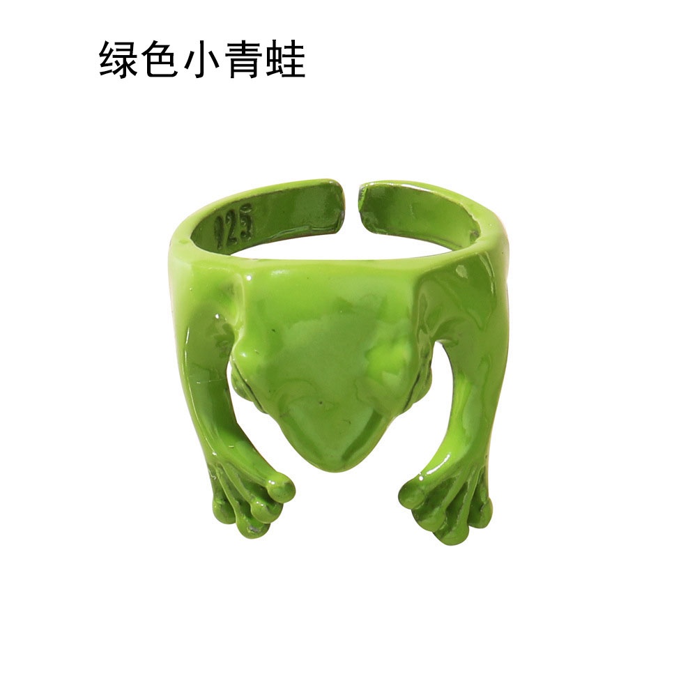 Nhẫn Hở Hình Chú Ếch Xanh Lá Dễ Thương Vui Nhộn Có Thể Điều Chỉnh Cho Nam Và Nữ