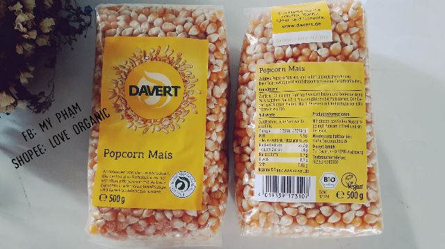 Bắp nổ/Hạt bỏng ngô hữu cơ Davert 500g (có video hướng dẫn cách làm khi mua hàng)