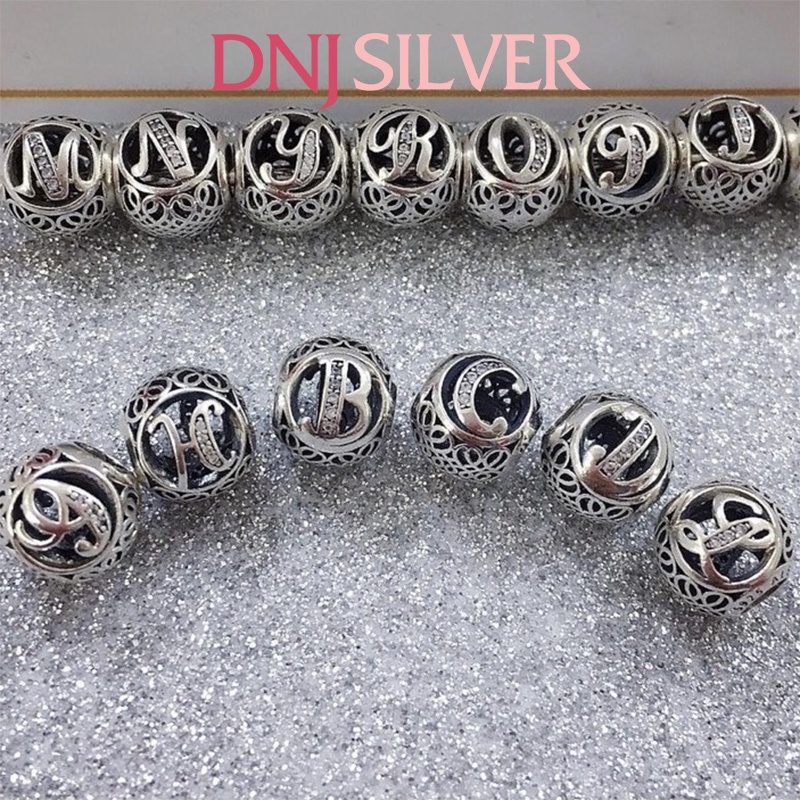 Charm chữ cái tròn Vintage, chất liệu bạc 925 cao cấp - Bộ tổng hợp charm chữ dành để mix vòng charm - Đủ chữ từ A đến Z
