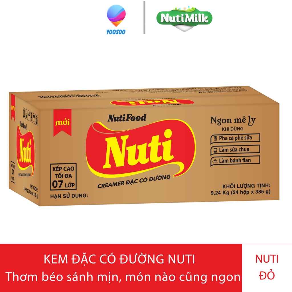 Combo 02 Hộp Creamer Đặc Sữa Pha Chế Có Đường Hộp 385Gr - NUTIFOOD - YOOSOO MALL