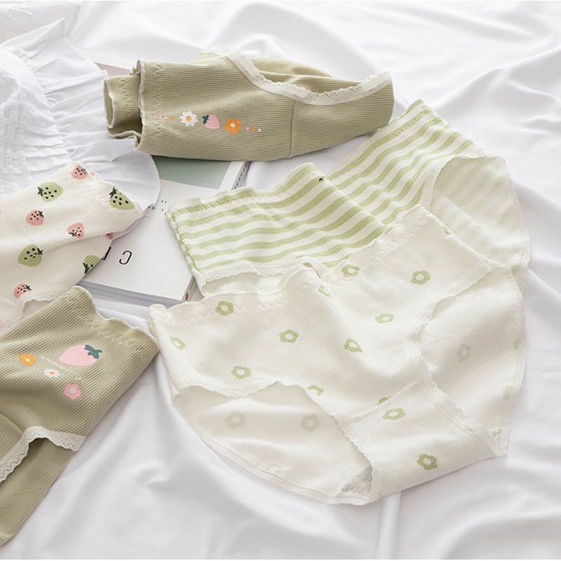Combo Đồ lót nữ cotton kháng khuẩn đáy chip cotton dễ thương thoáng khí cô gái Nhật Bản Morigirl ulzzang kiểu Hàn | BigBuy360 - bigbuy360.vn