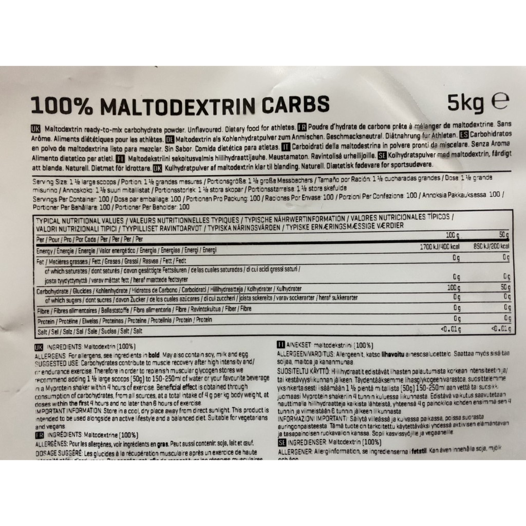 Maltodextrin - Myprotein size 5kg | Tinh bột tăng cân nhanh | Shopee Việt  Nam