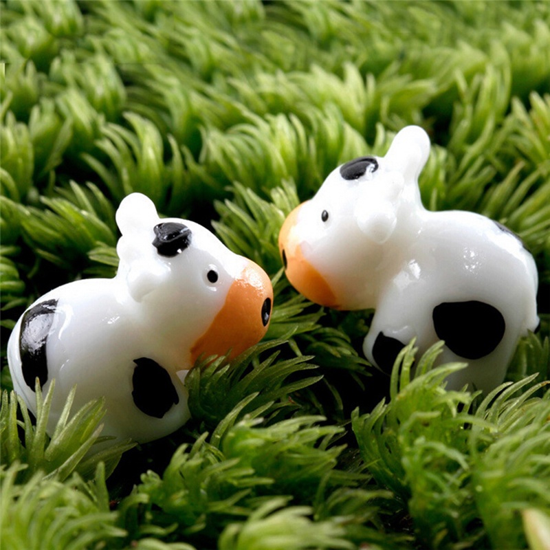 Bộ 2 Mô Hình Bò Nhỏ Dễ Thương Cho Phong Cảnh / Vườn