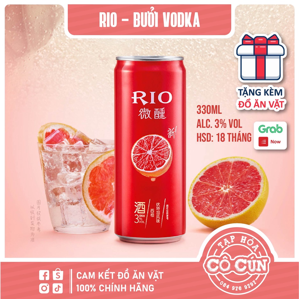 Cocktail Hoa quả cao cấp RIO - Lon 330ml độ cồn 3% - đủ 9 vị cực hot, cực trendy, ngon và dễ uống