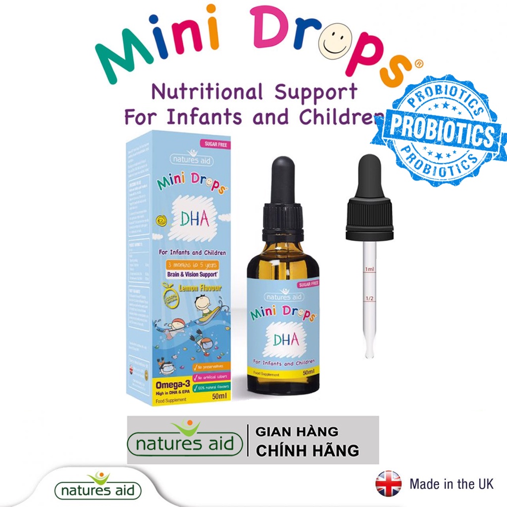 DHA Drops (50ml) bổ sung DHA của Natures Aid UK