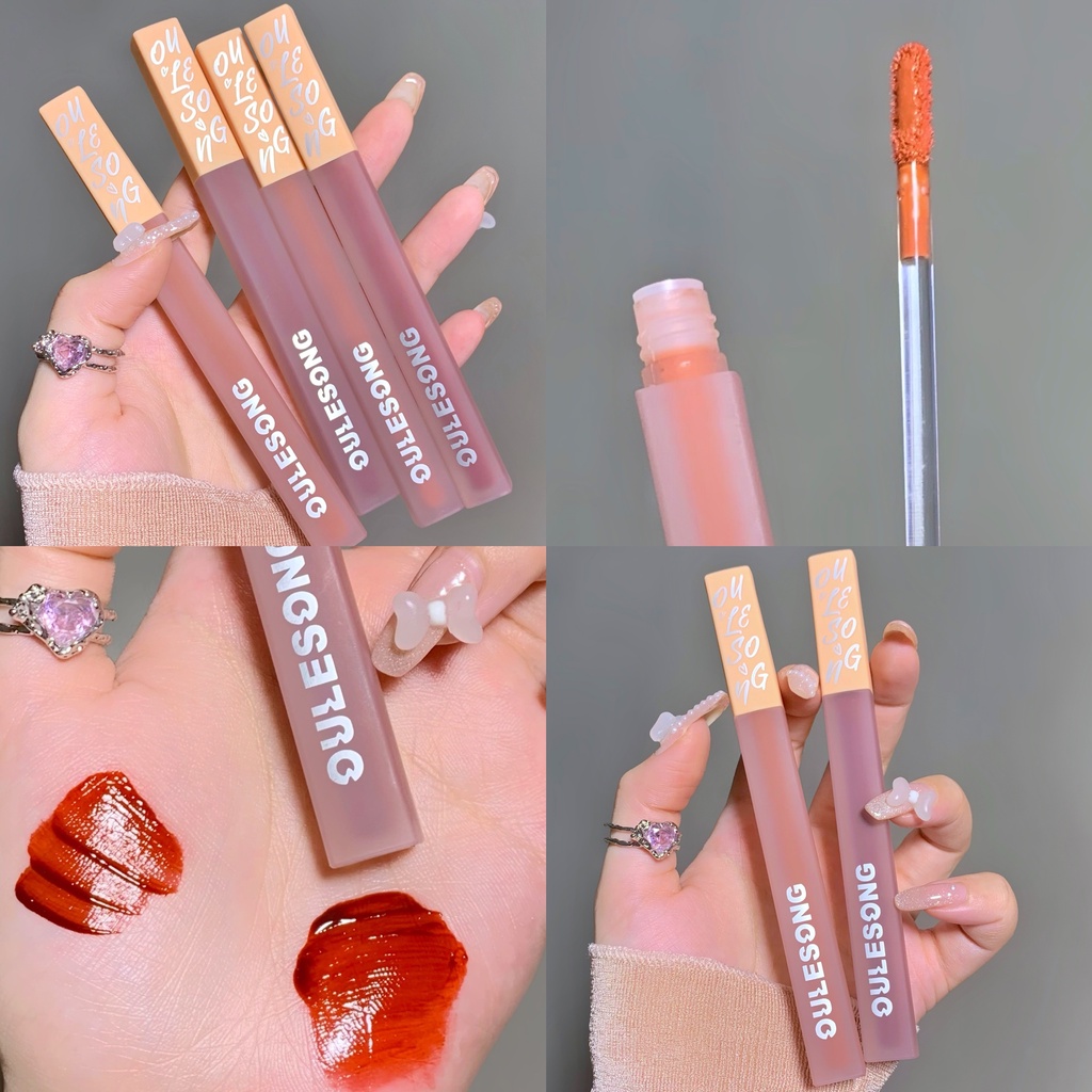 [Hàng mới về] Son kem OULESONG màu da đất tông lì mềm môi chống nước lâu trôi