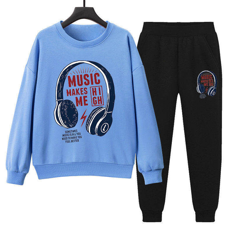 Set Áo Nỉ Dài Tay Cổ Tròn + Quần Dài Lưng Thun Thời Trang Cho Bé Trai