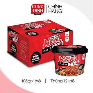 Mì trộn Cung Đình Kool BBQ hương vị sườn nướng kiểu Hàn Quốc Thố 105gr, thùng 12 thố