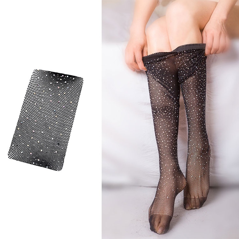 Xiangbao Quần Tất Lưới Rỗng Đính Kim Cương Lấp Lánh Quyến Rũ Cho Nữ J