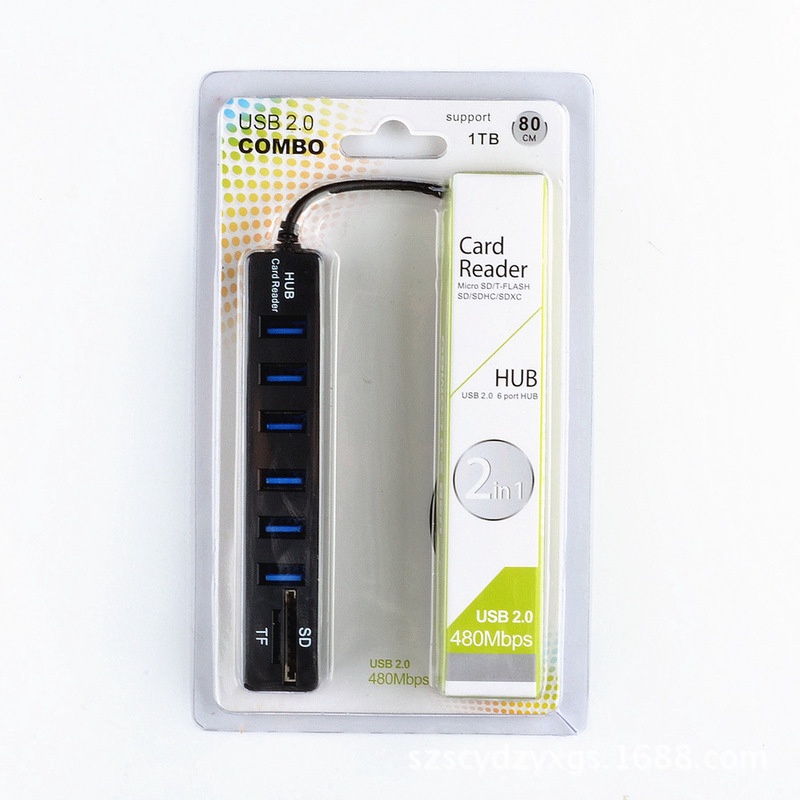 Bộ Chia 8 Cổng Usb 2.0 Tích Hợp Đầu Đọc Thẻ Nhớ Tf / Sd